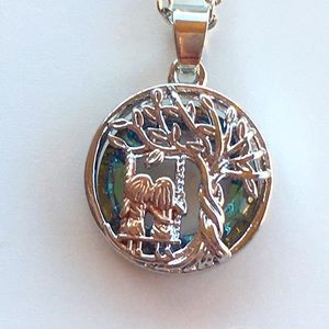 🦋 Tree Of Life Necklace Sisters On A Swing Silver Adult Teen Child 18-20 Inches